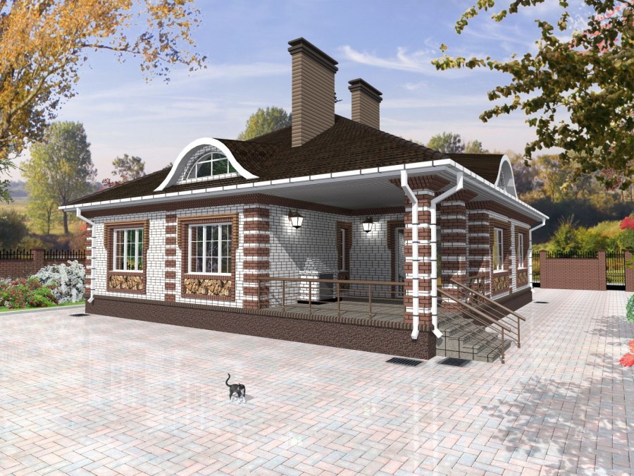 Проекты одноэтажных домов с террасой