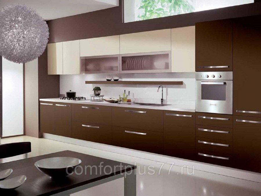 Кухни в бело коричневом цвете