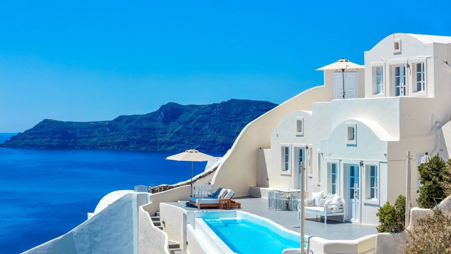 Santorini Греция белый отель