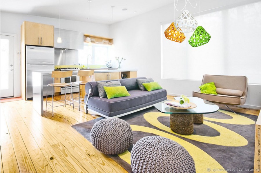 Серый и желтый в интерьере