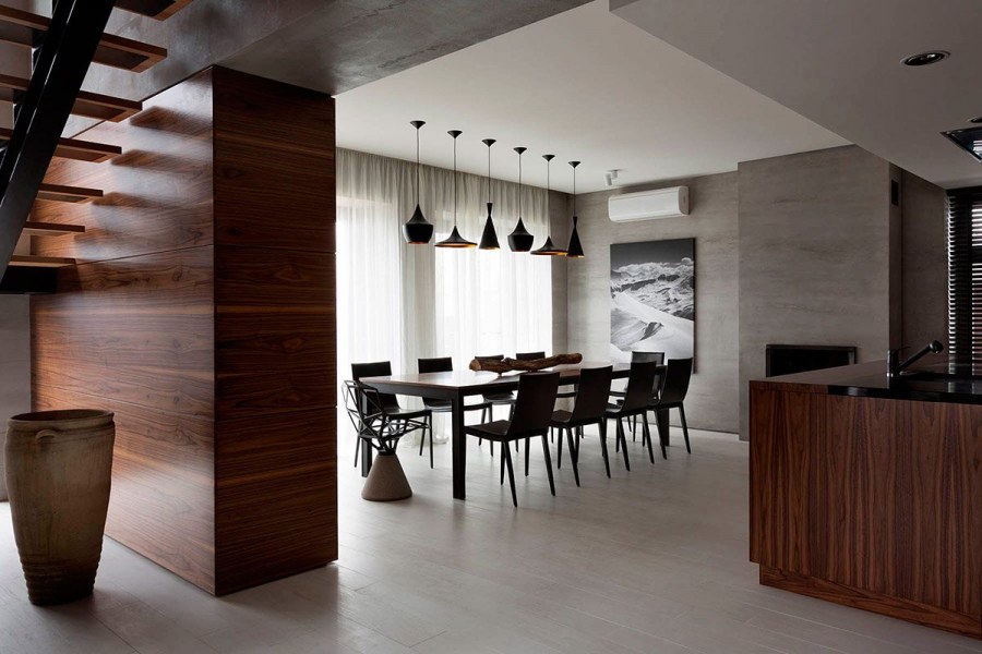 Бетон и дерево в интерьере