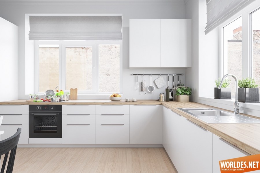 Кухня икеа белая с деревом