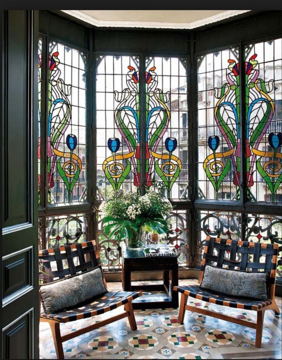 Ар нуво витражи в интерьере