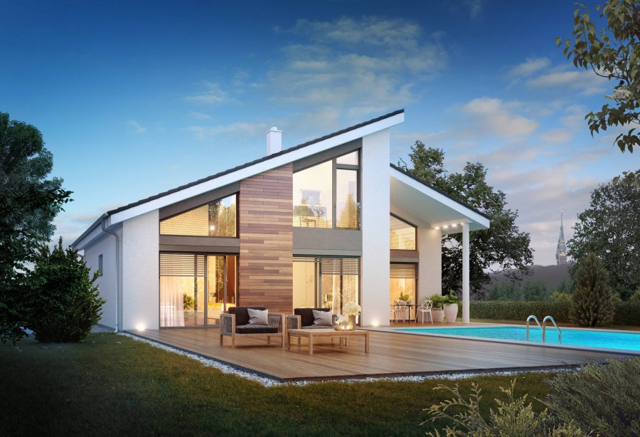 Дом 150 кв м 2 этажа с односкатной крышей