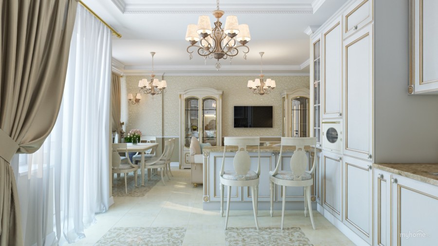 Квартира студия в классическом стиле