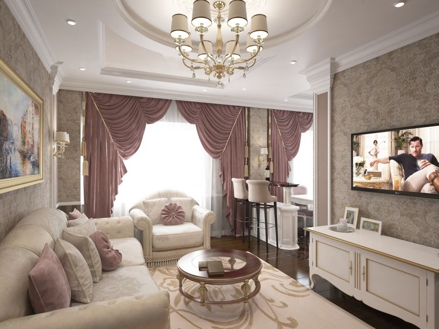 Гостиная студия в классическом стиле