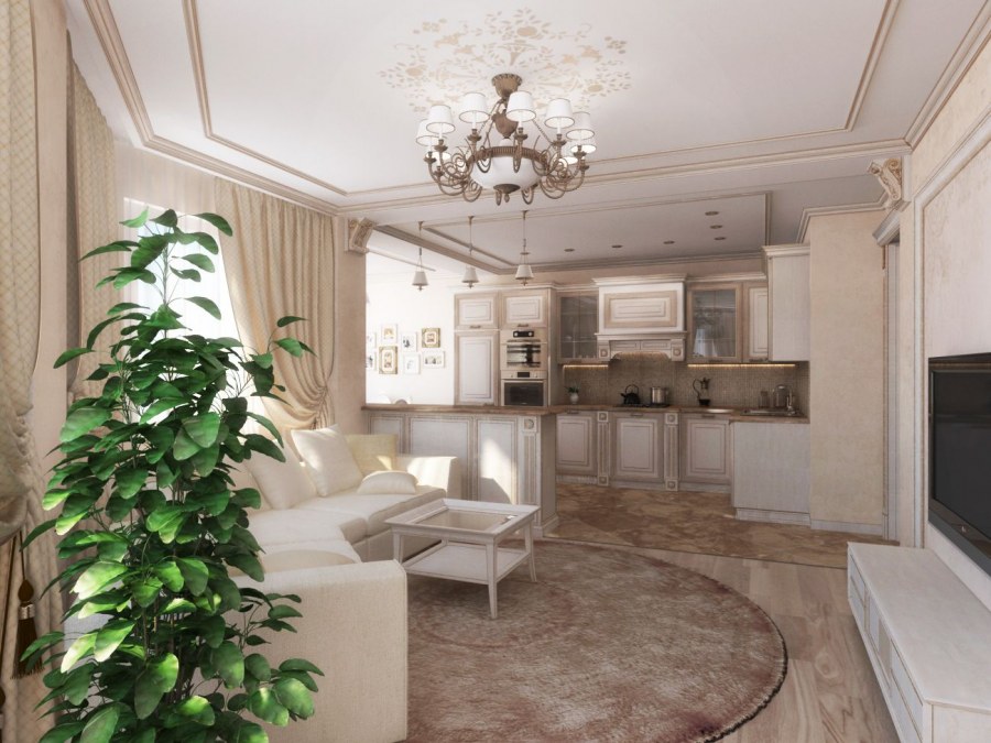 Гостиная студия в классическом стиле