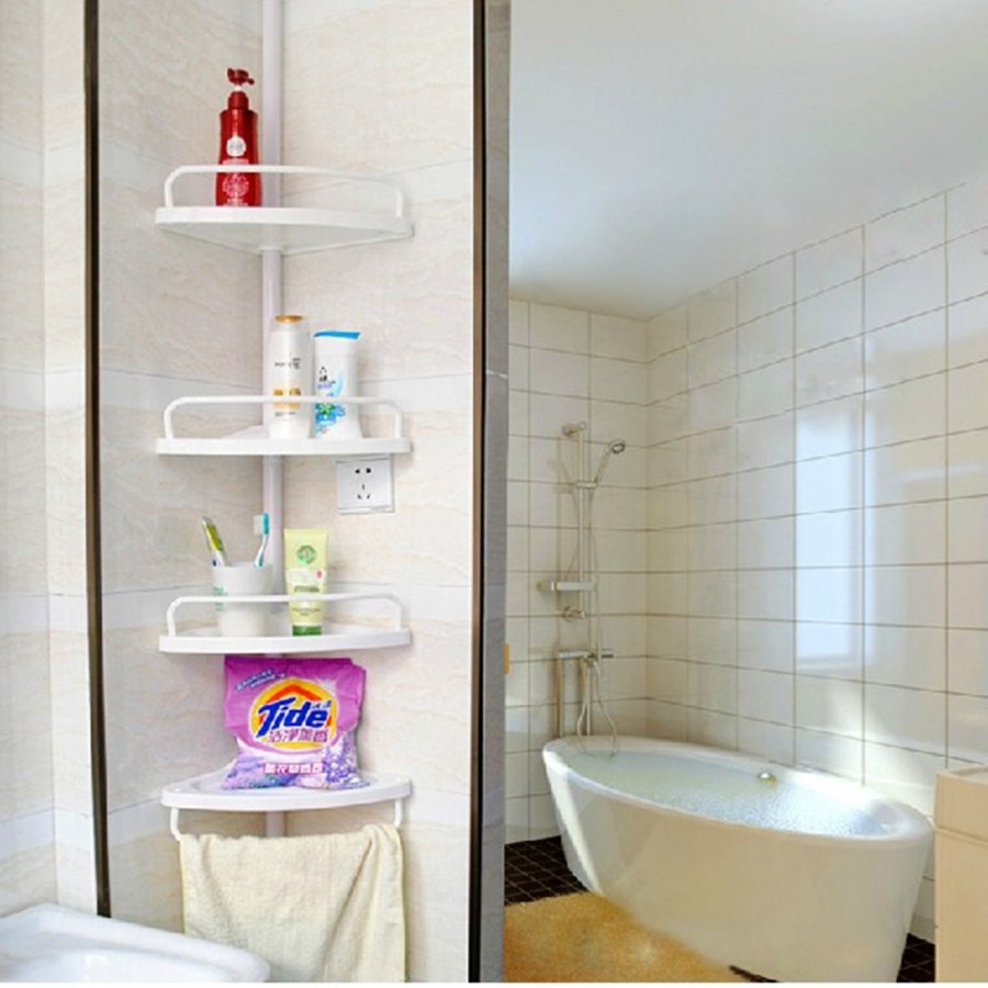 Закрытая угловая полка в ванную комнату