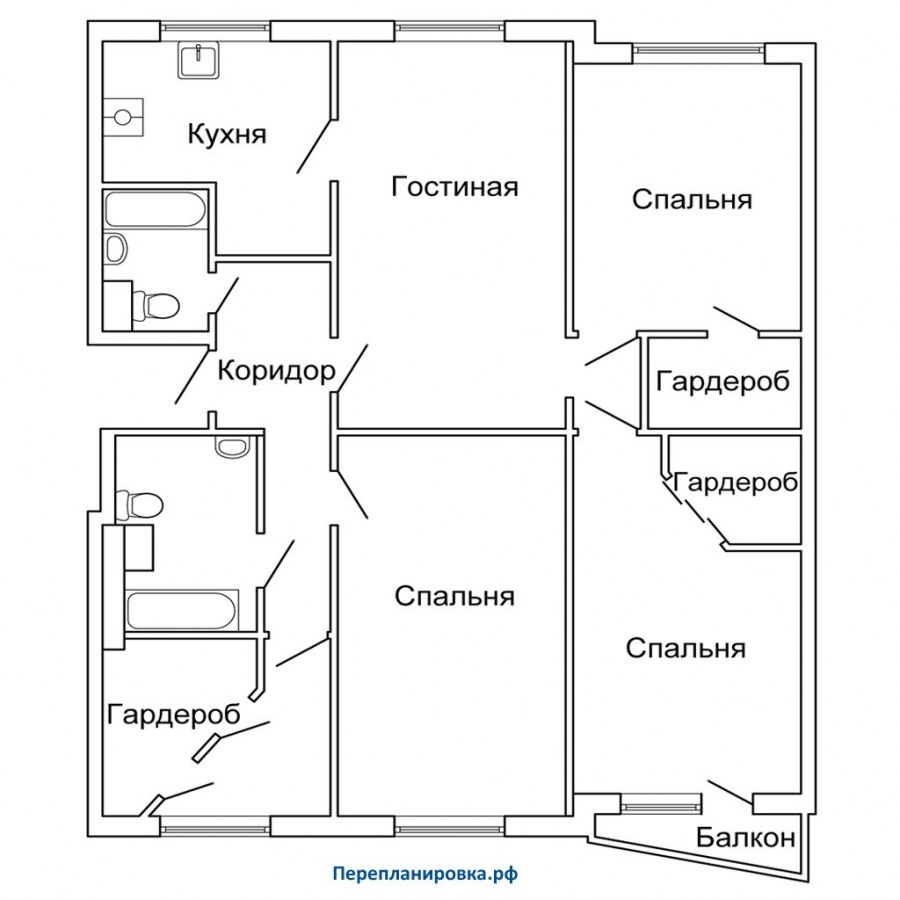 Ii57 планировка трехкомнатной