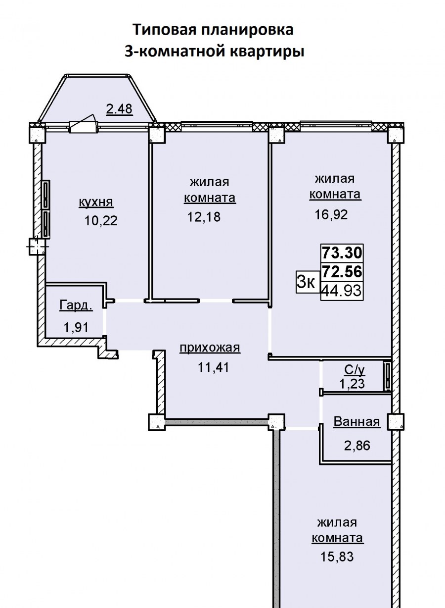 План трехкомнатной квартиры