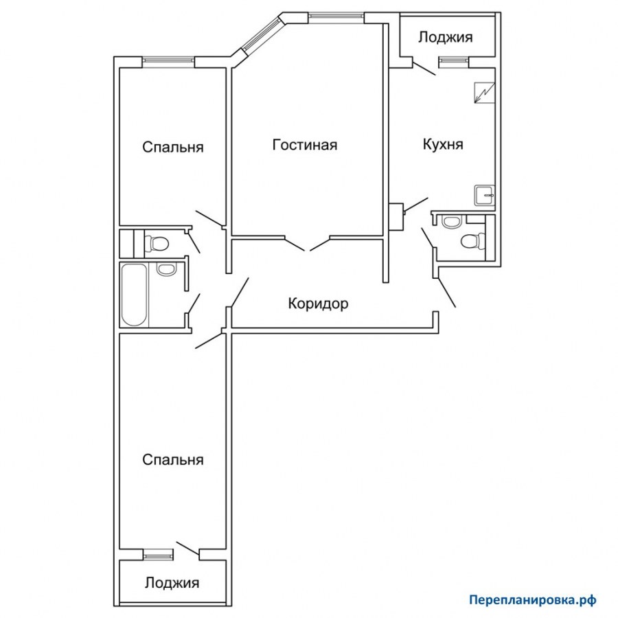 План трехкомнатной квартиры