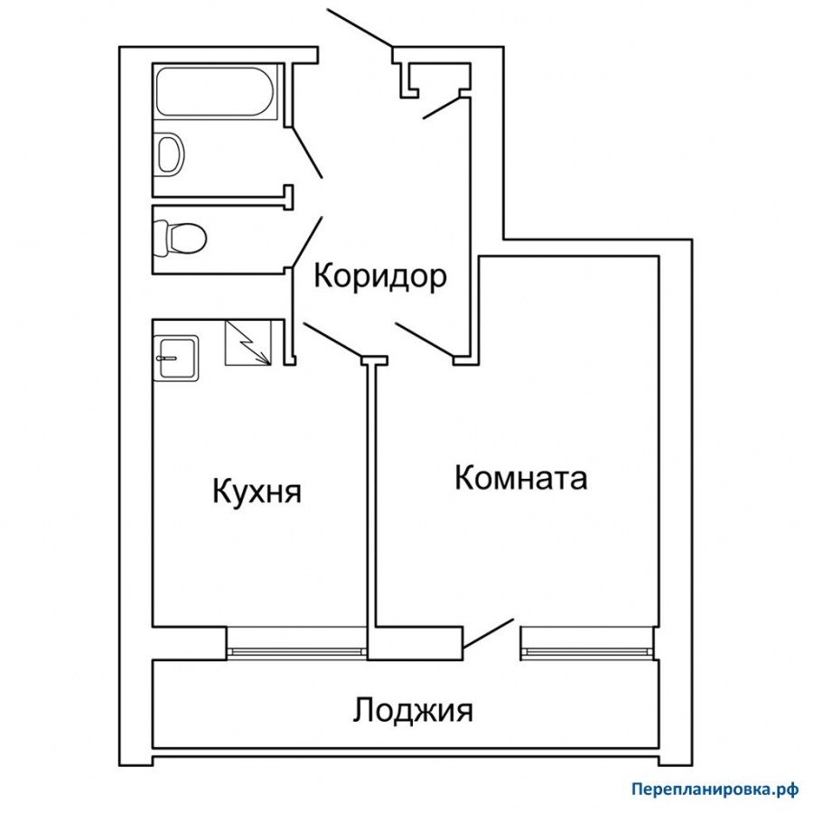 II-68 планировка однокомнатной