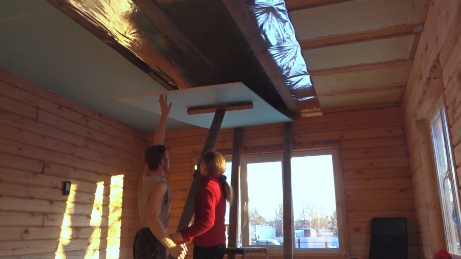 Подшивка чернового потолка гипсокартоном