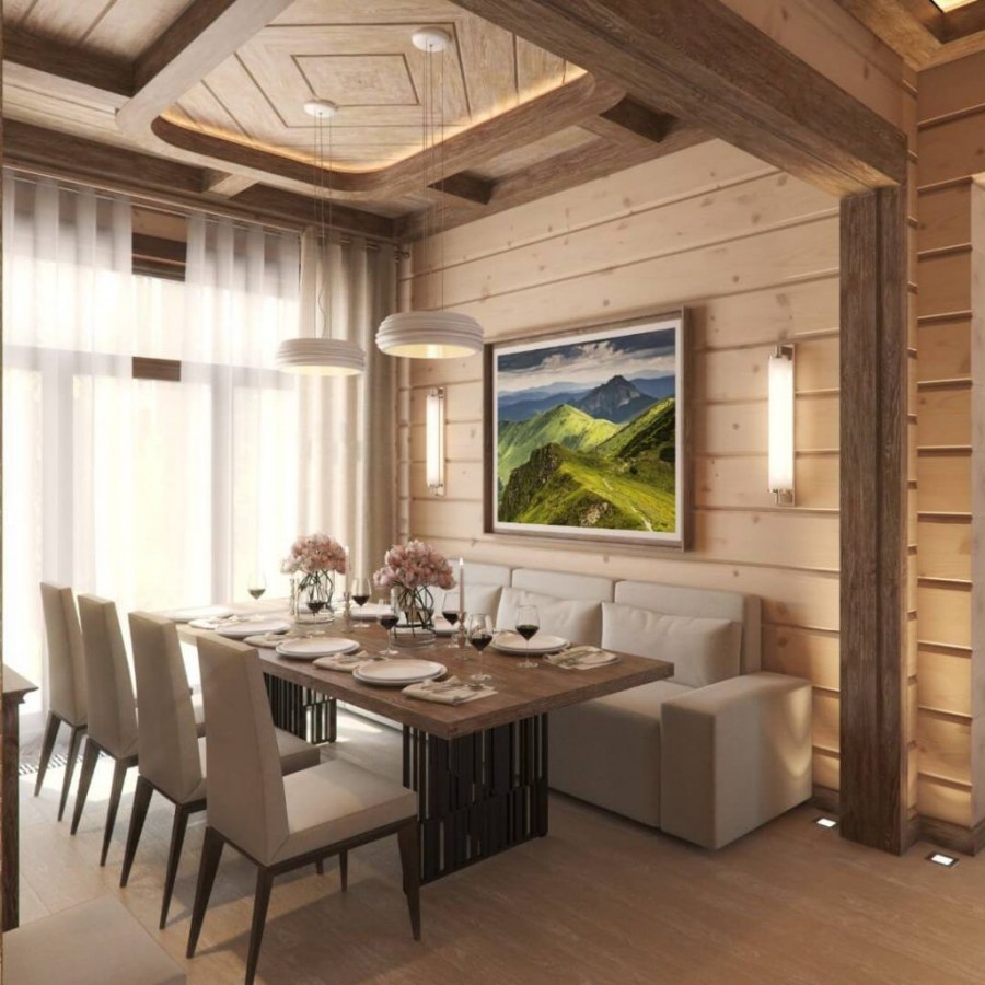 Интерьеры домов из клееного бруса в стиле Прованс