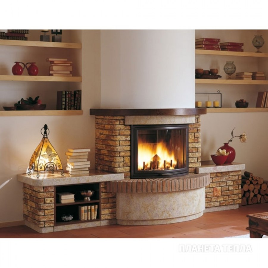 Дровяная печь-камин Palazzetti Acquamarina + EMBL 45 Tondo