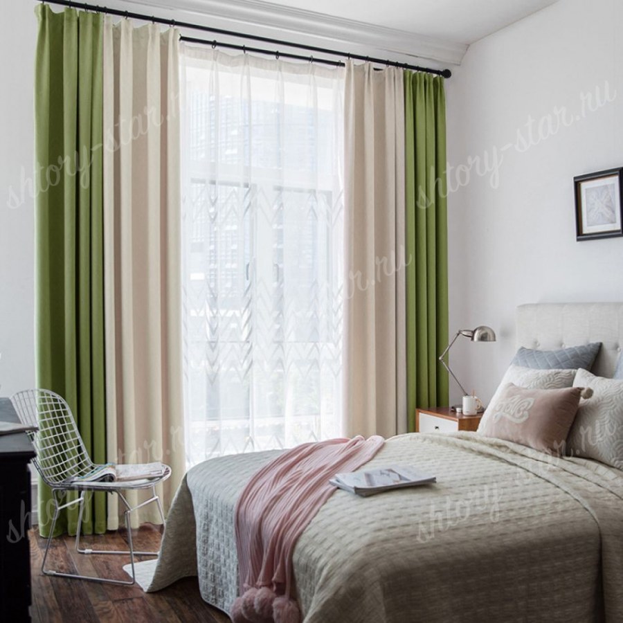 Розовые шторы в спальню