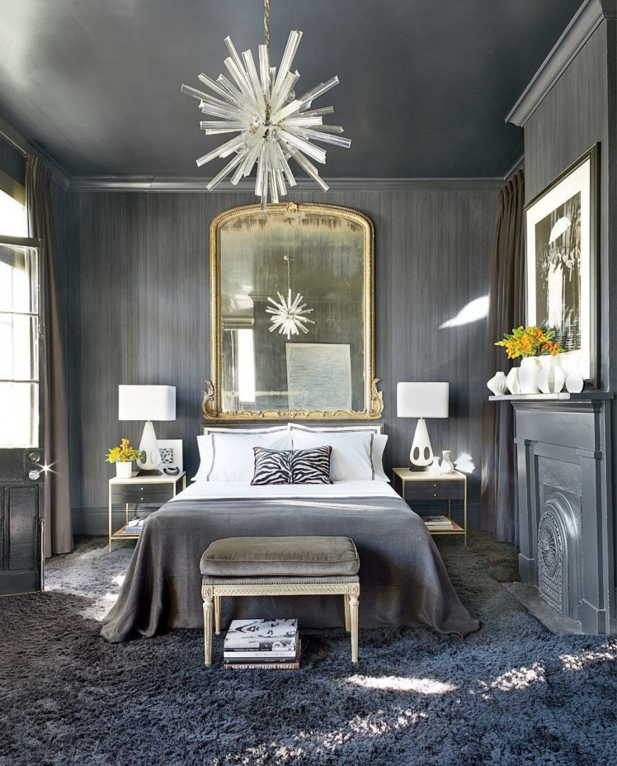 Спальня серый с золотом