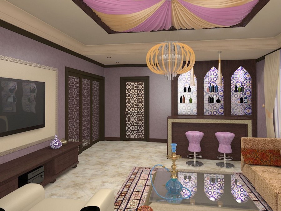 Интерьер кальянной в Восточном стиле в доме