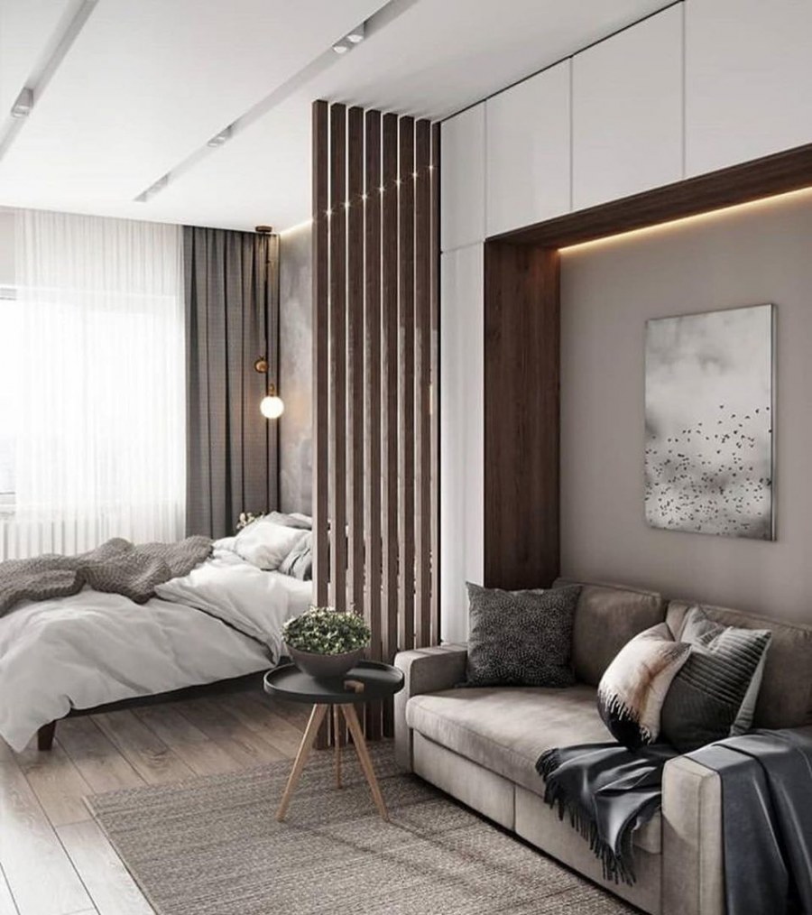 Интерьер спальни-гостиной