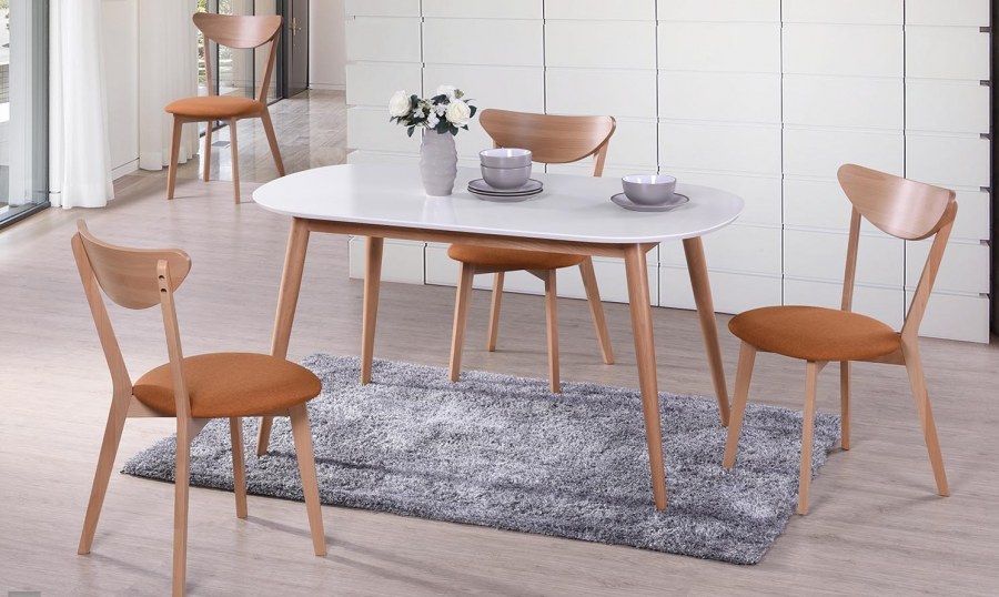 Стол обеденный Max Макс 140х80х75 см белый+натуральный бук