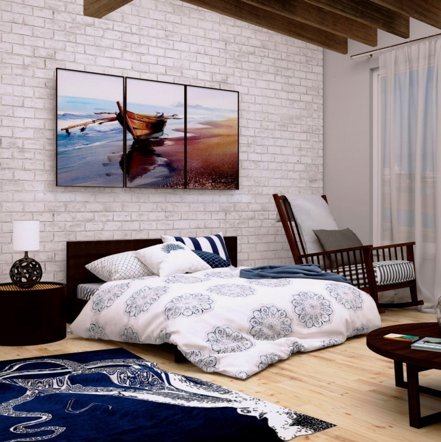 Декоративный кирпич в спальне