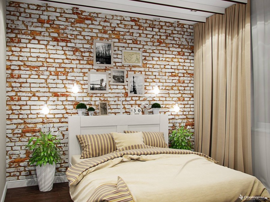 Кирпичики в спальне
