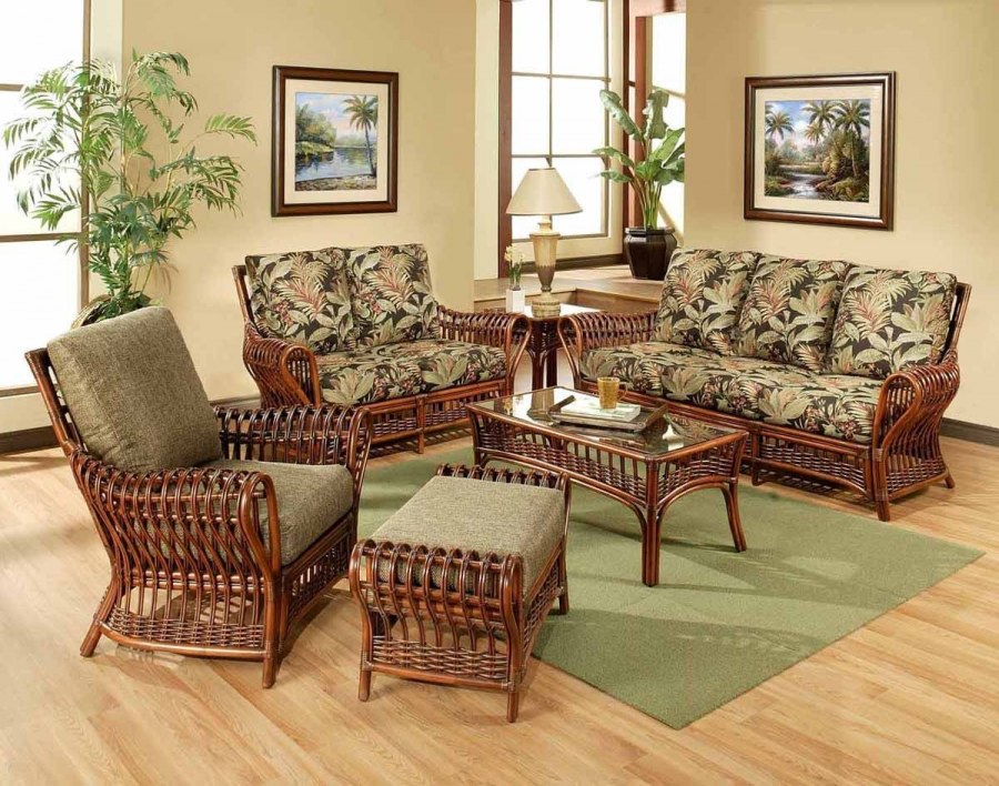 Плетеная мебель в интерьере гостиной