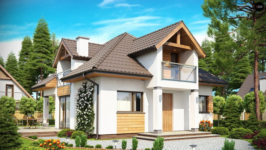 Коттедж с мансардной крышей