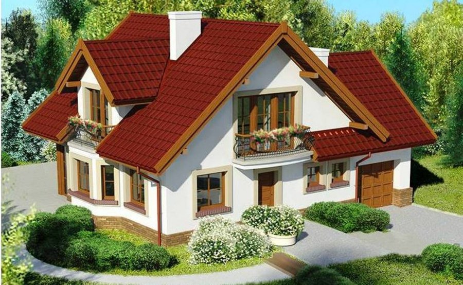 Дом с млнсардой и гараж