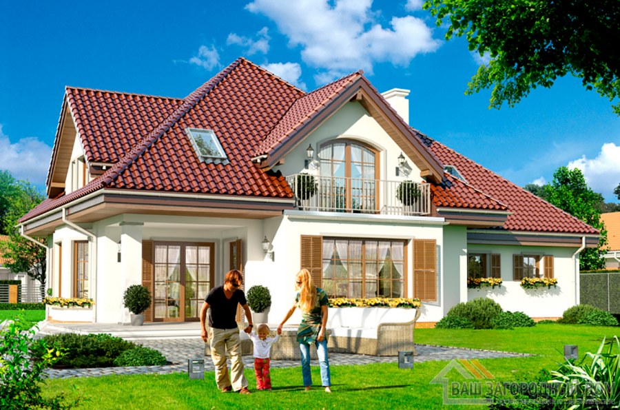 Одноэтажный коттедж с мансардой