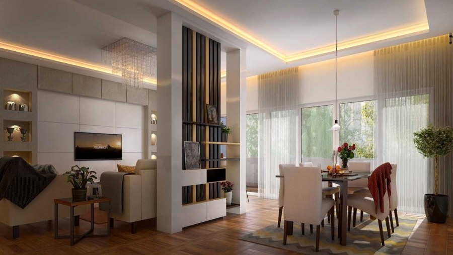 Перегородки в кухне гостиной в современном стиле