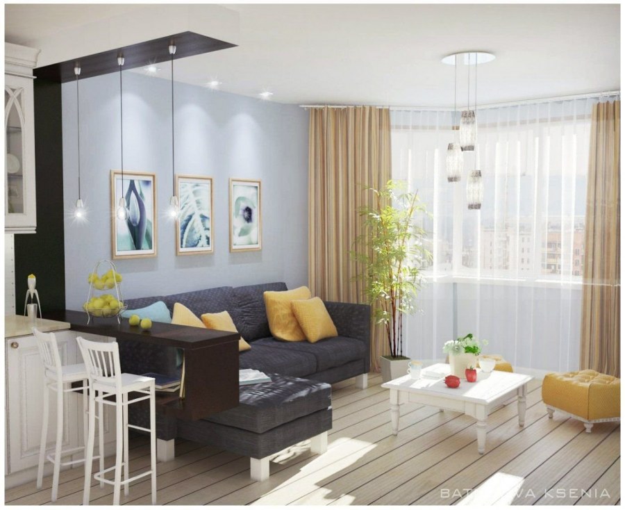 Зонированная кухня гостиная