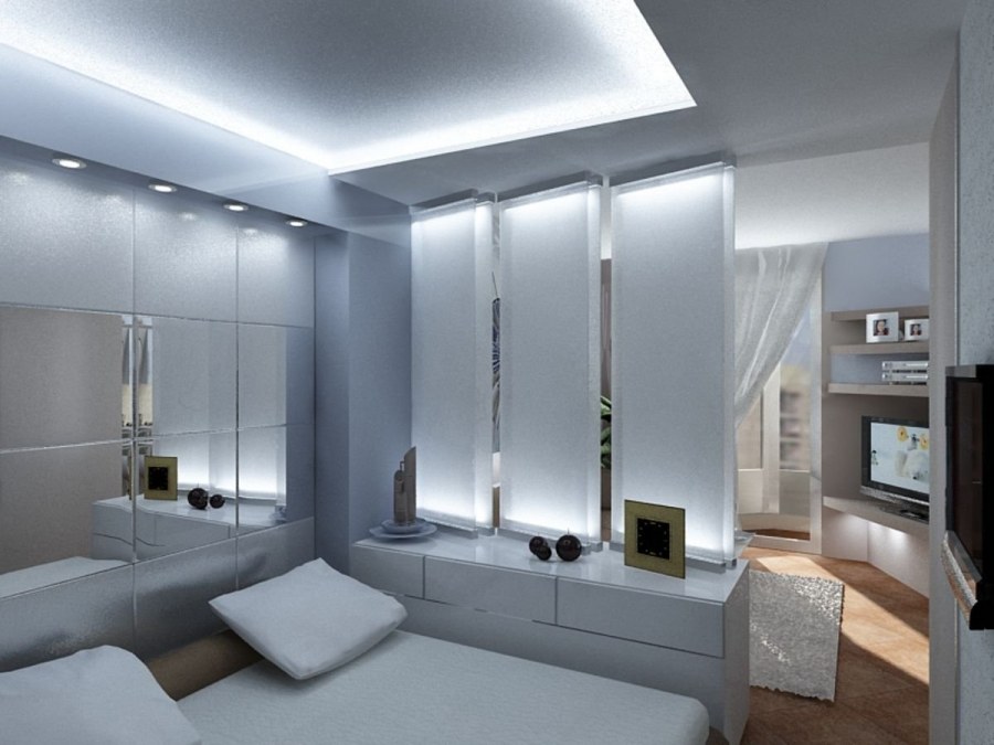 Перегородка в комнате с подсветкой