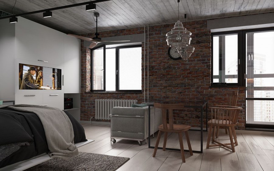 Потолок в студии в стиле лофт