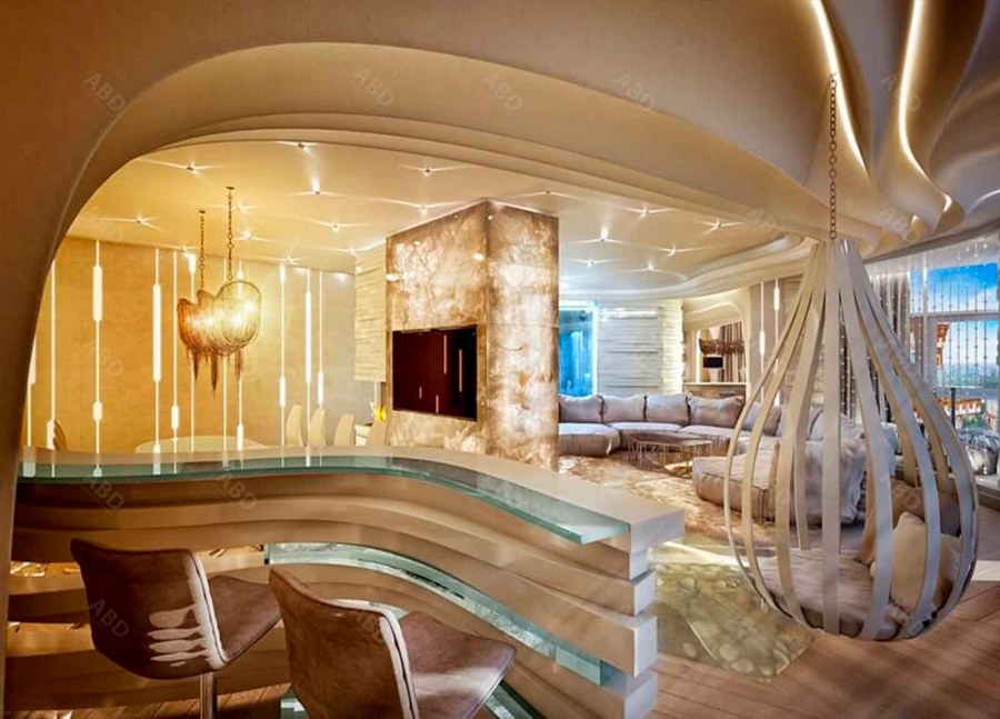 Необычный интерьер гостиной