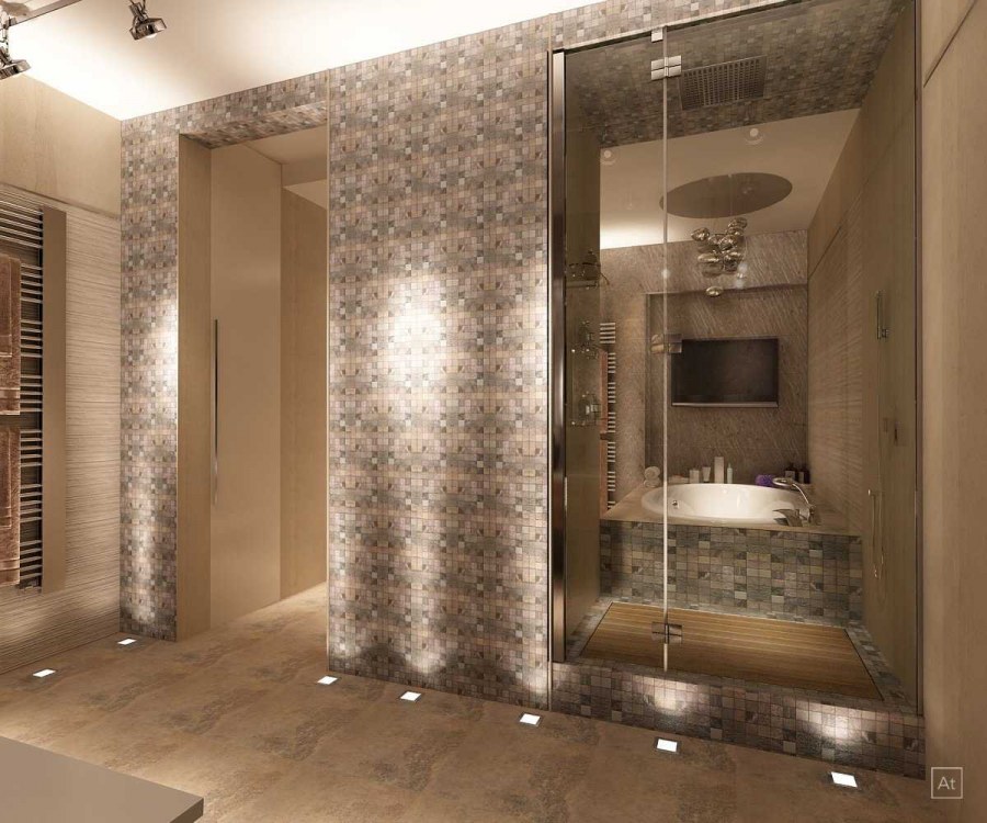 Душевая в интерьере гостиной