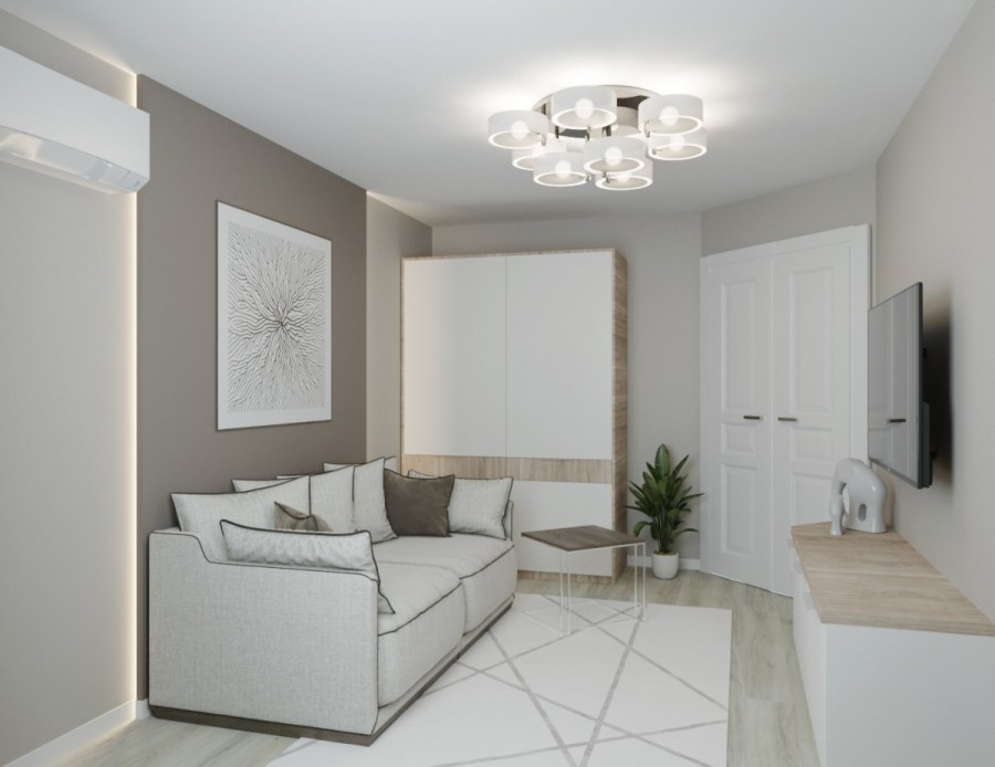 Уютная гостиная в светлых тонах