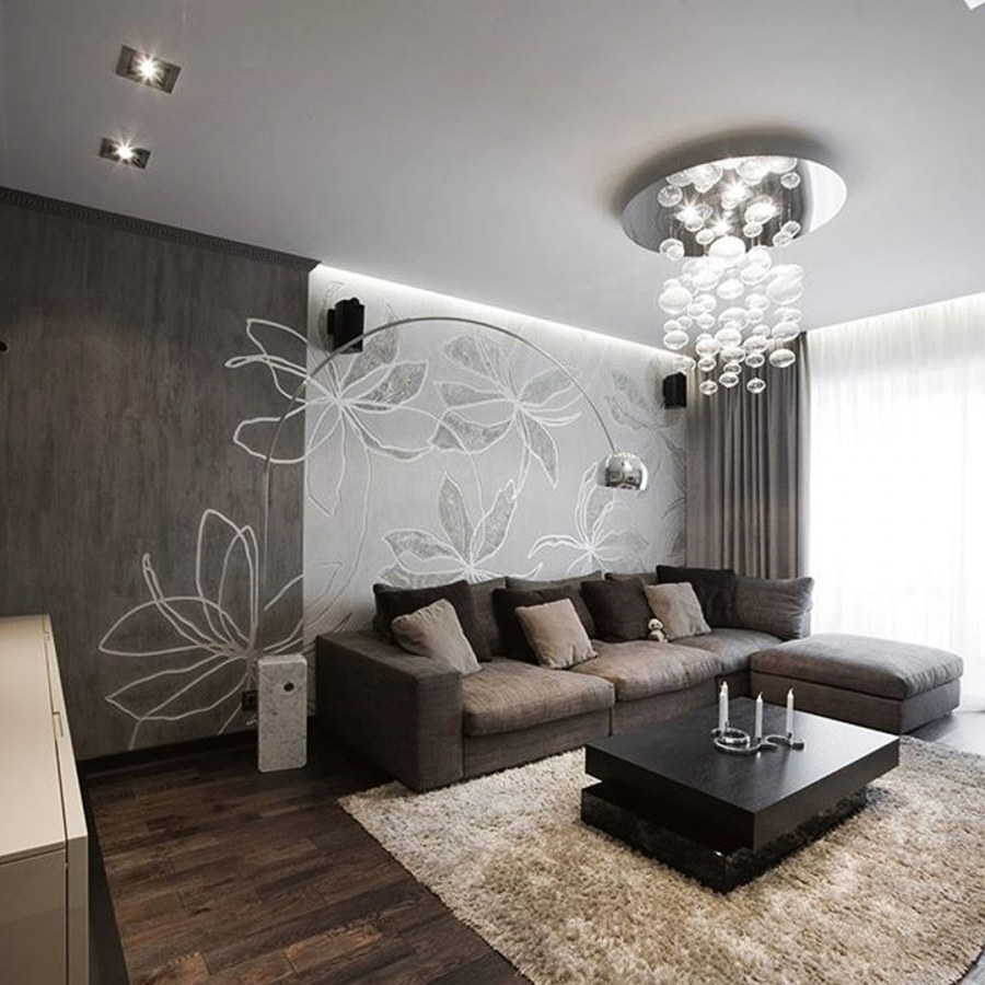 Зал в серо зеленых тонах