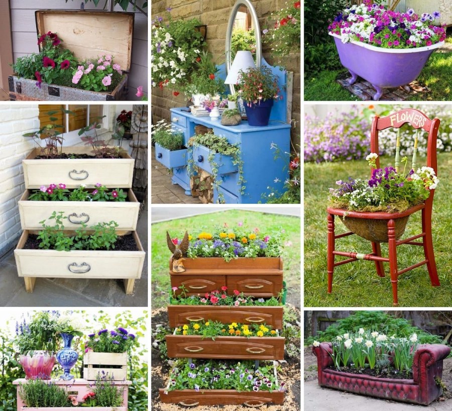Цветник из подручных материалов