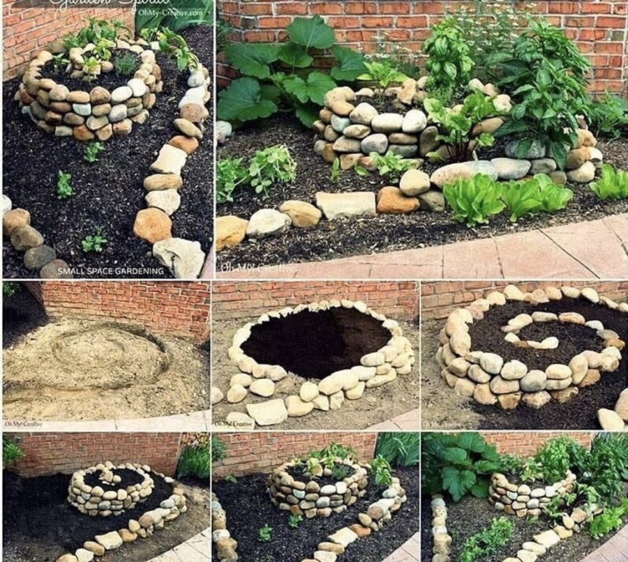 Декор клумбы камнями