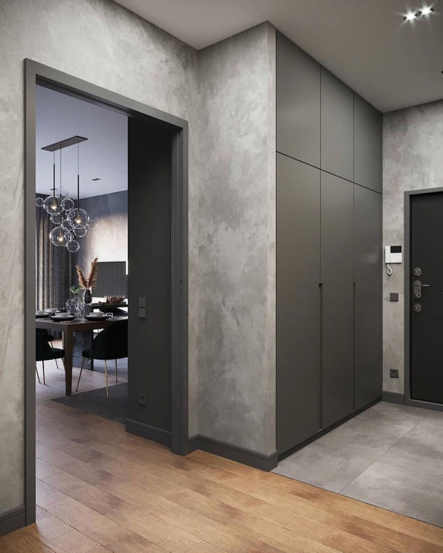 Бетон в интерьере прихожей