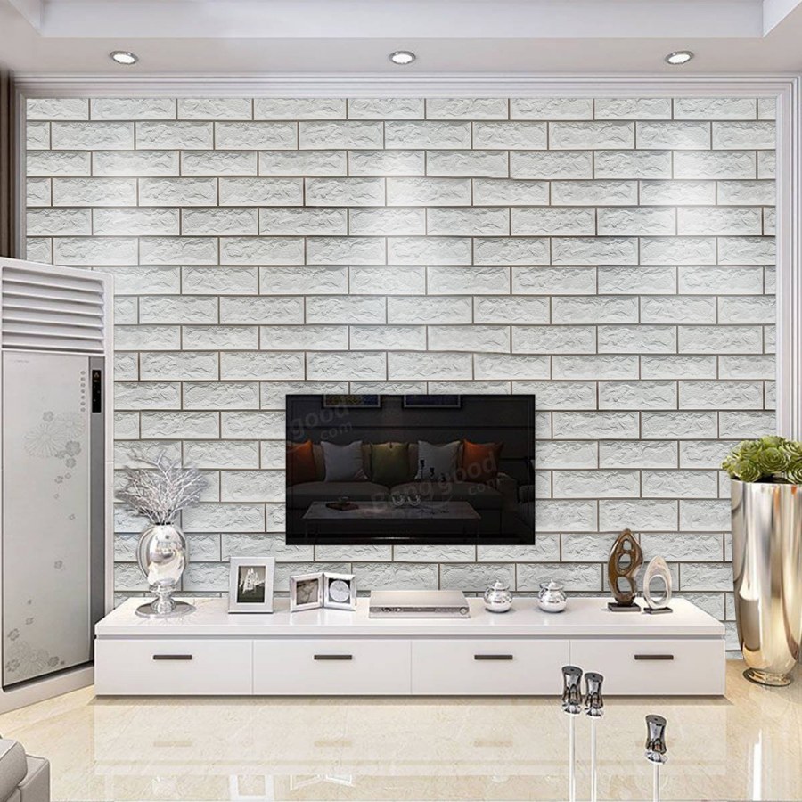 Декоративный кирпич в интерьере гостиной