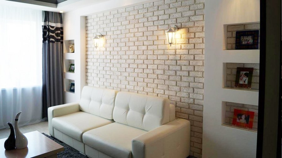 Декоративный белый кирпич в интерьере