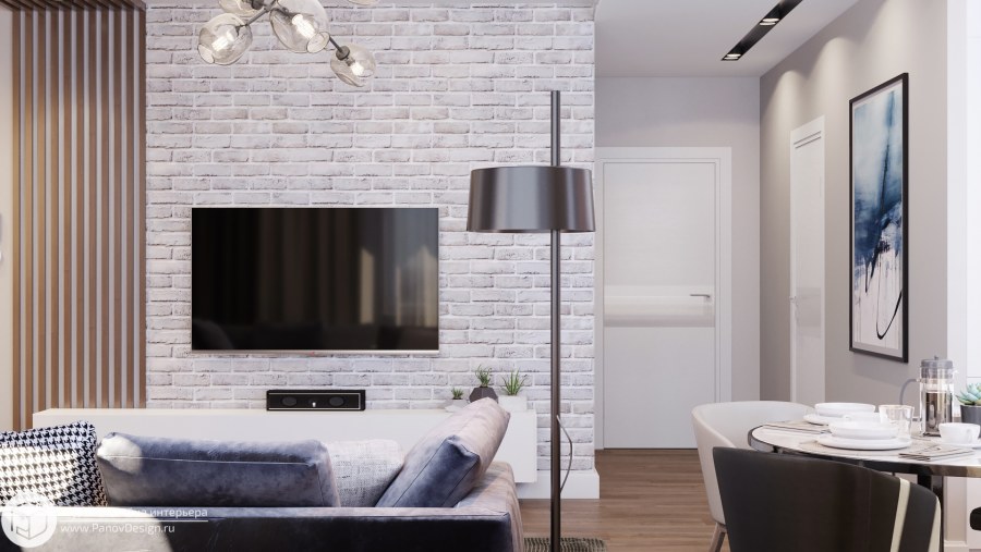 Интерьер лофт гостиная 15кв