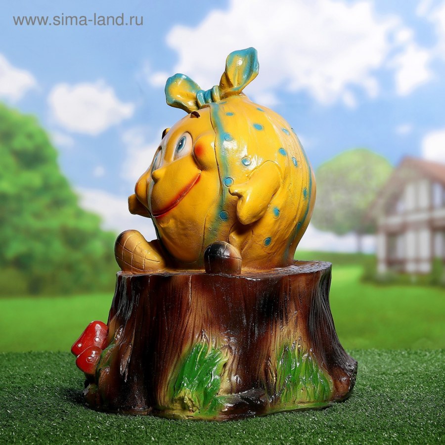 Садовая фигура Колобок на пеньке 43х34х31см микс