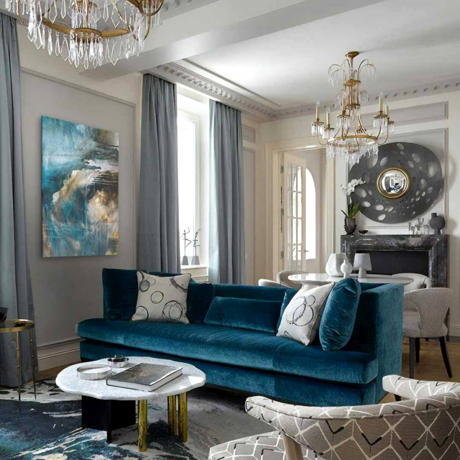Гостиная голубая Неоклассика