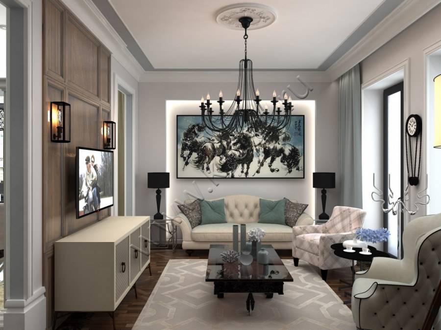 Маленькая гостиная в неоклассическом стиле