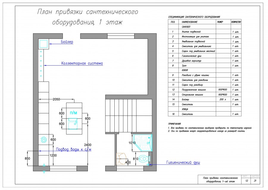 Схема подключения сантехнического оборудования