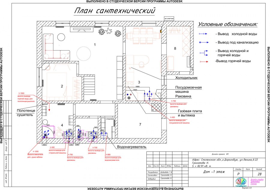 План сантехнических выводов