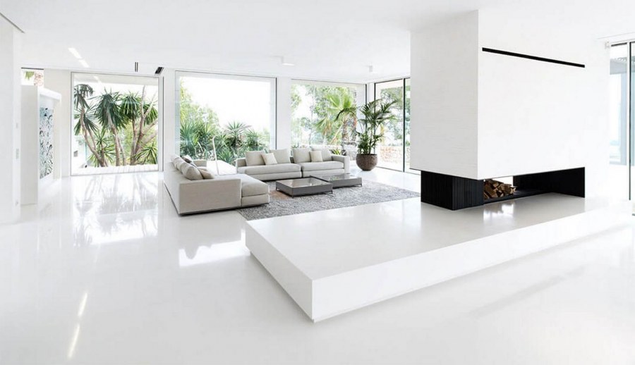 Белая гостиная Минимализм